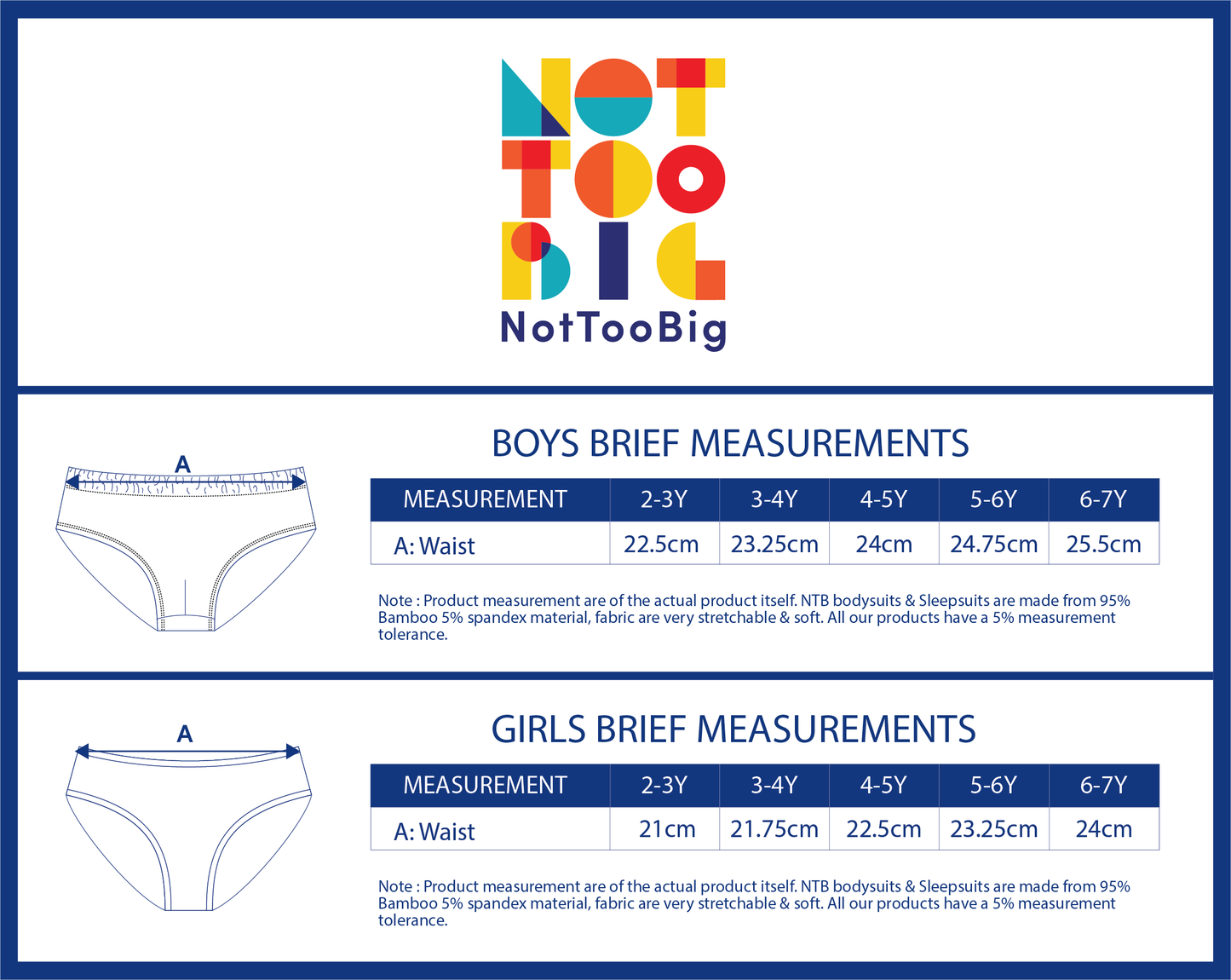 Not Too Big Tiny Racer Bamboo Briefs - 5 Pack